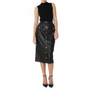 NEW JS71 mackenzie mixed media midi dress in black